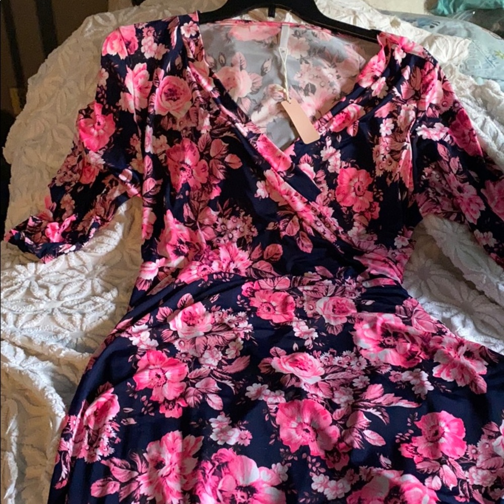 3X PinkBlush wrap style Maxi Dress